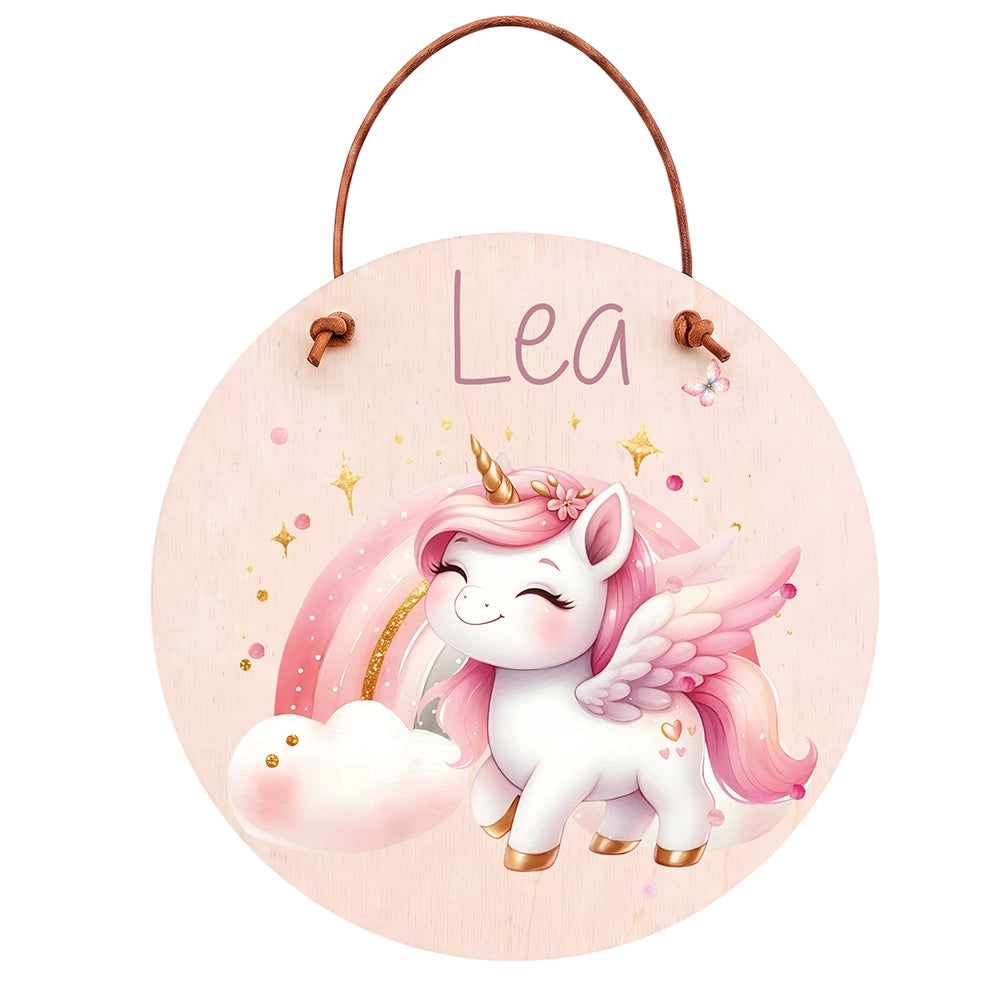 Türschild Kinderzimmer personalisiert mit Name Einhorn