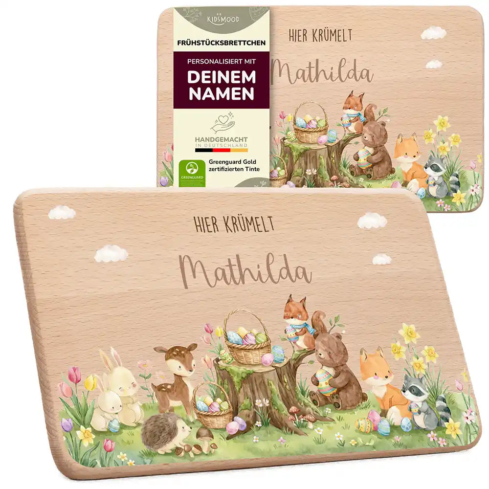 Frühstücksbrettchen Ostern - Glückliche Waldtiere