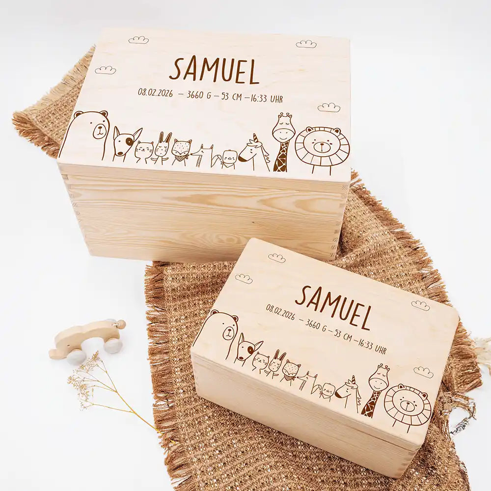 Erinnerungsbox Baby - Tierfamilie Jungle