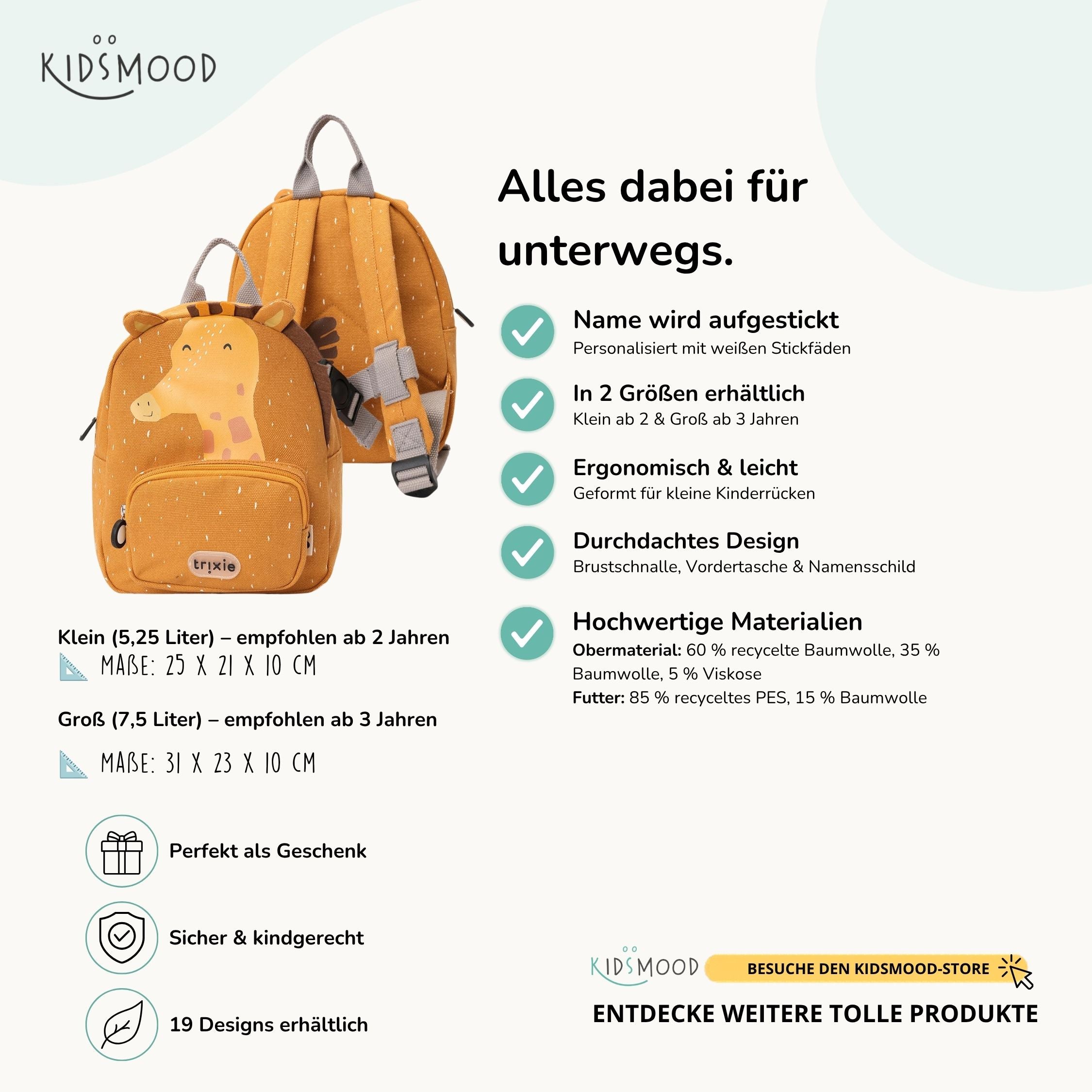 Trixie Kindergartenrucksack personalisiert Giraffe
