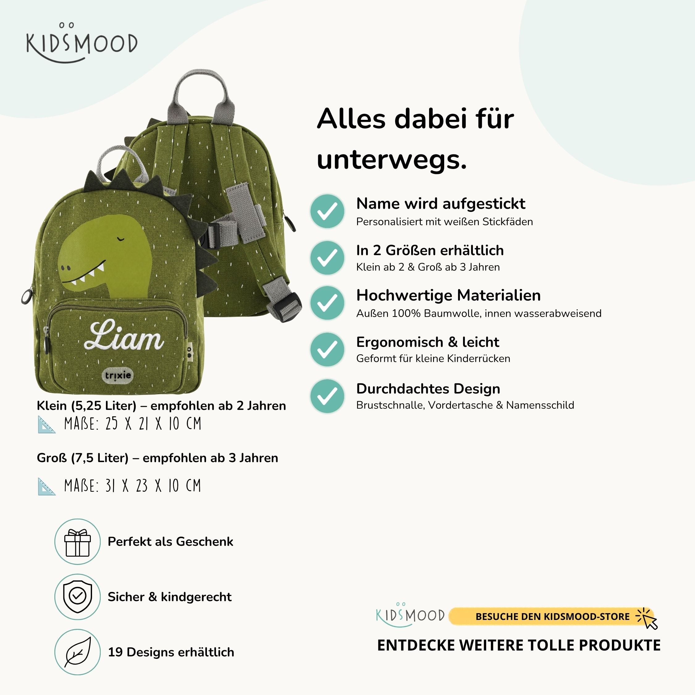 Trixie Kindergartenrucksack personalisiert Dino