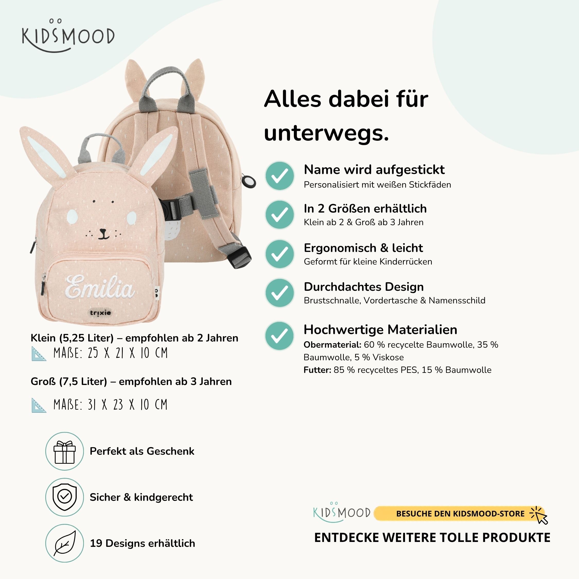 Trixie Kindergartenrucksack personalisiert Hase