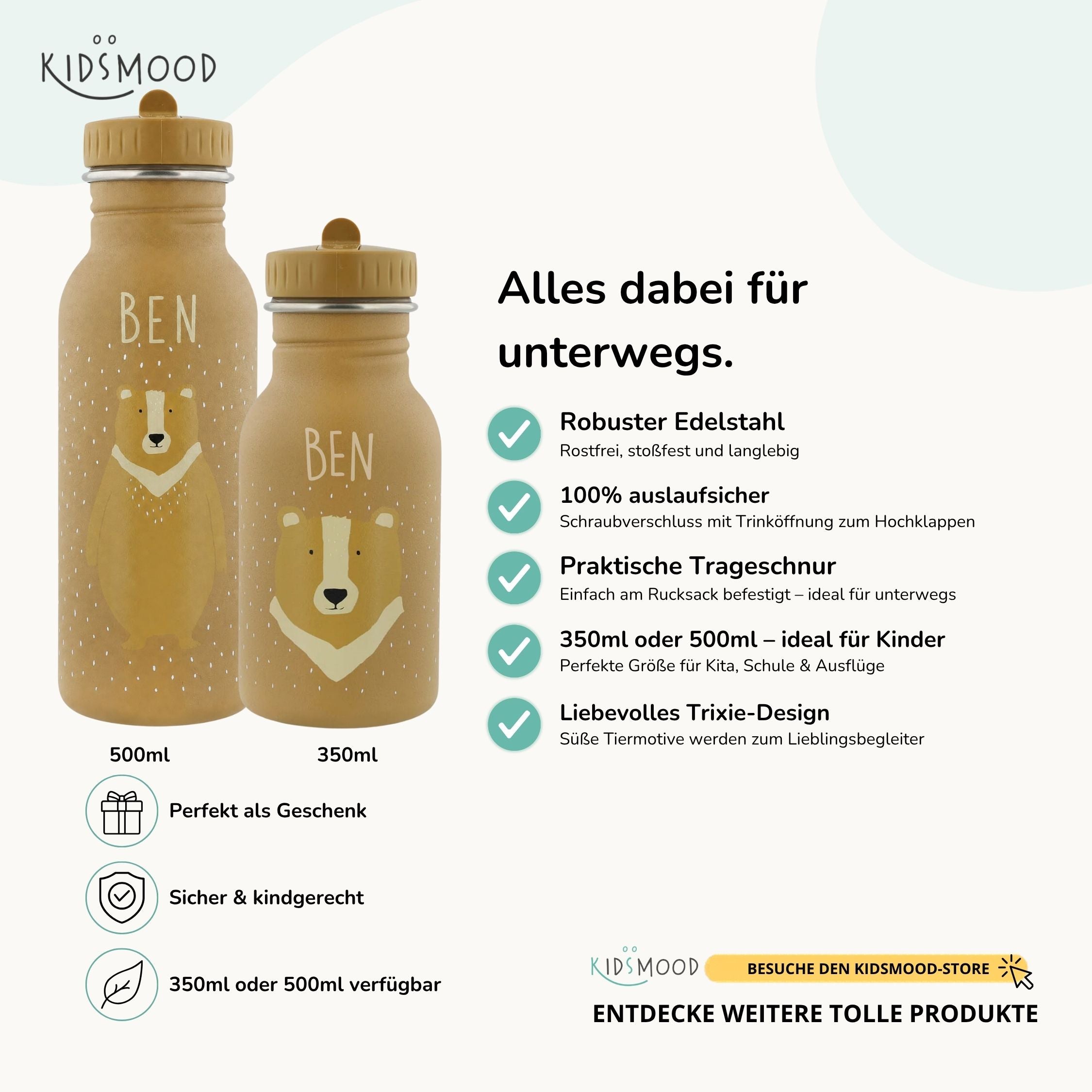 Trixie Trinkflasche Kinder personalisiert BĂ€r