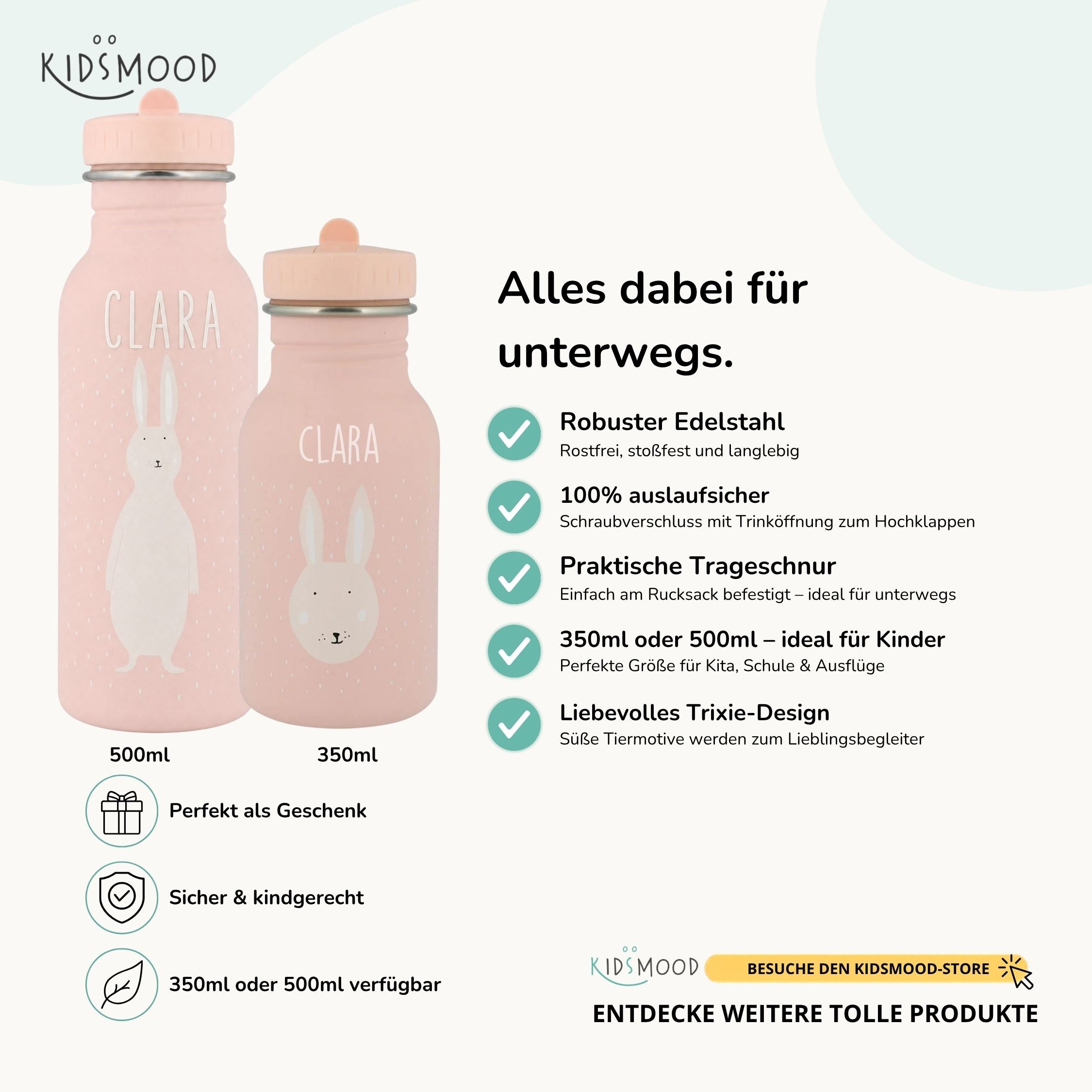 Trixie Trinkflasche Kinder personalisiert Hase