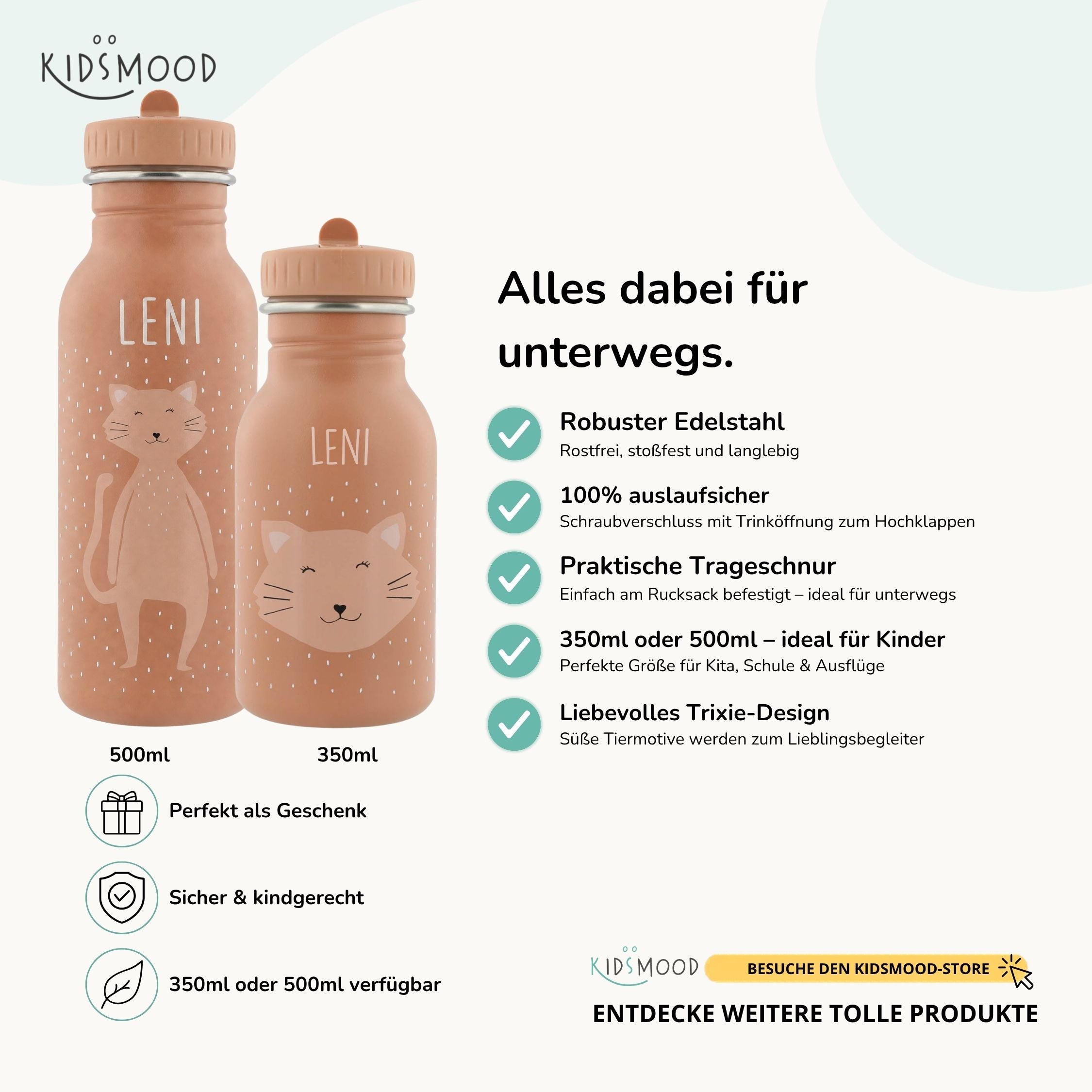 Trixie Trinkflasche Kinder personalisiert Katze