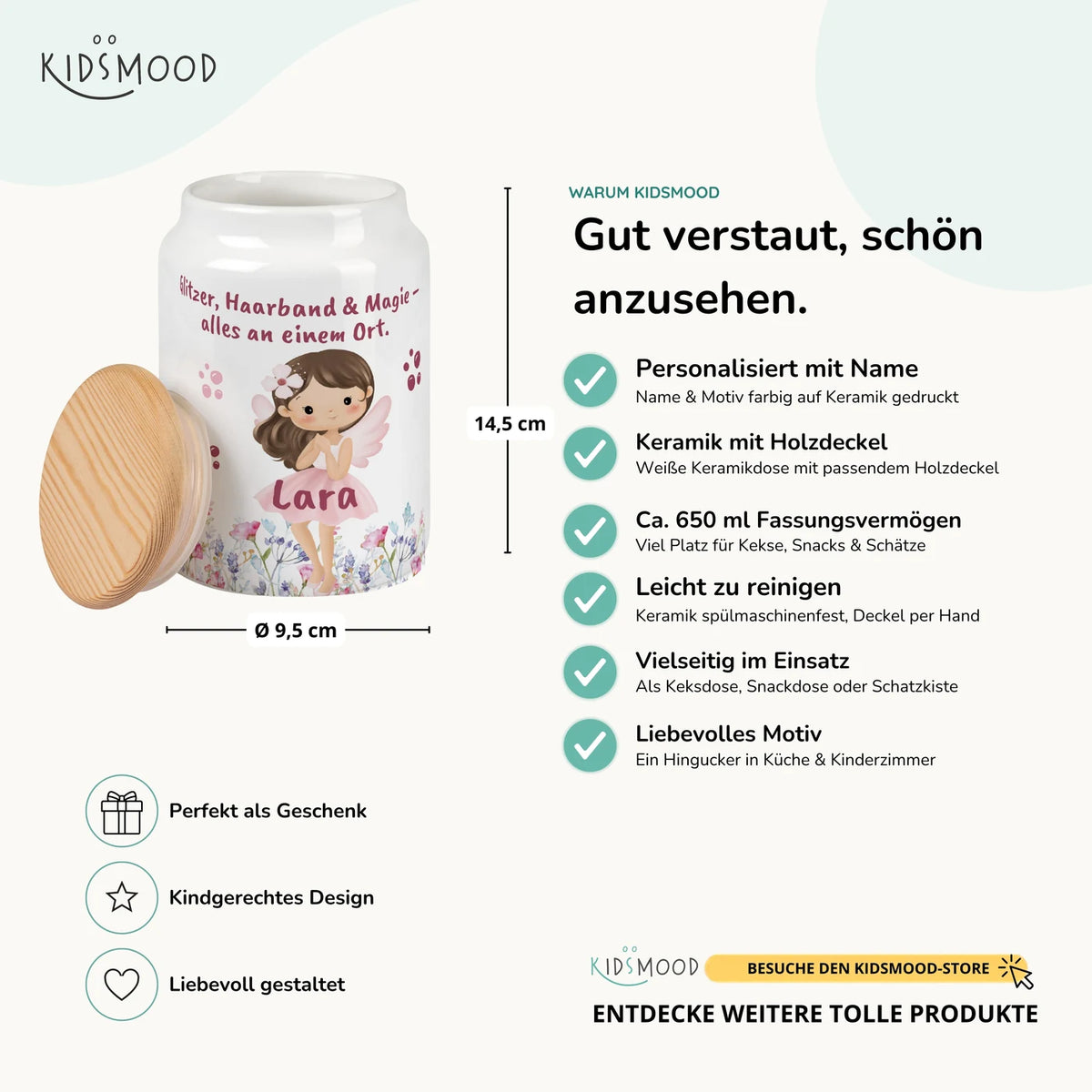 Personalisierbare Keksdose mit Name - Zauberfee