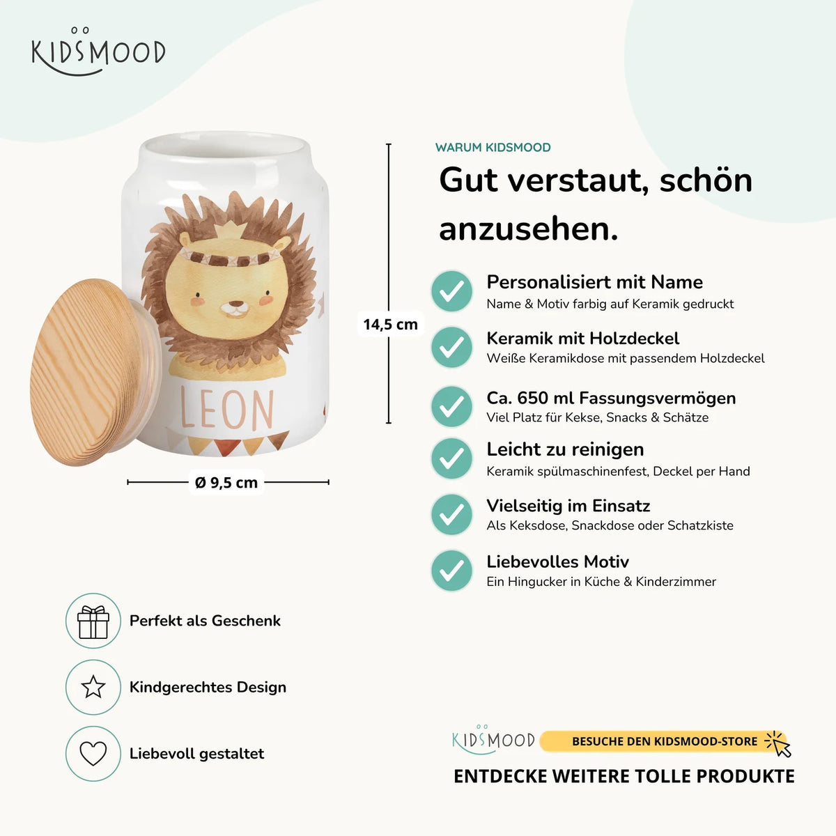 Personalisierbare Keksdose mit Name - Löwe