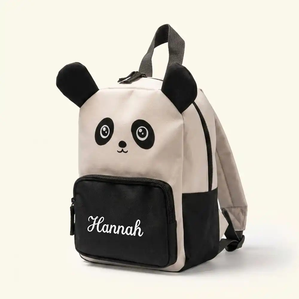 Personalisierter Kinderrucksack Panda, AuĂźentasche mit ReiĂźverschluss