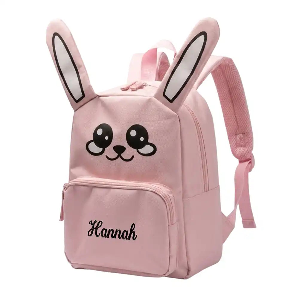 Personalisierter Kinderrucksack Hase, AuĂźentasche mit ReiĂźverschluss