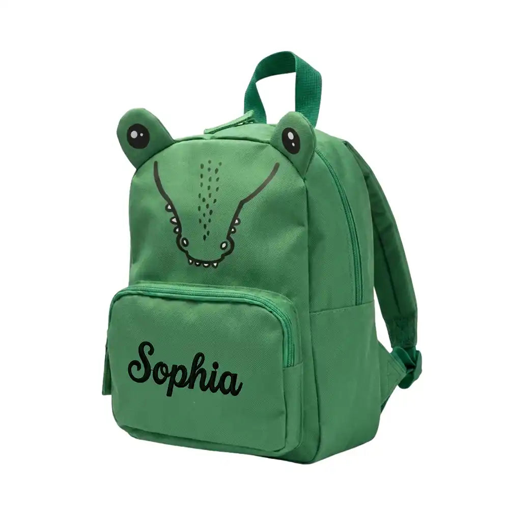Personalisierter Kinderrucksack Krokodil, AuĂźentasche mit ReiĂźverschluss