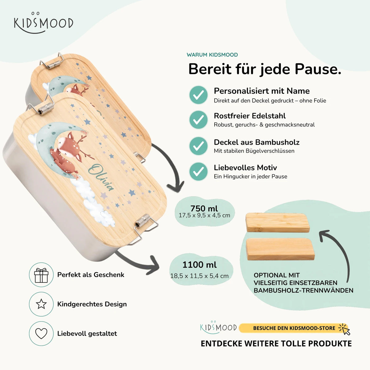 Brotdose Kinder personalisiert Baby Reh