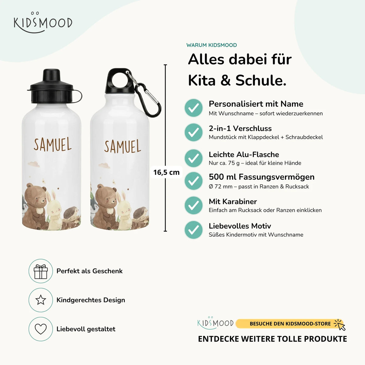 Personalisierte Trinkflasche Kinder – Waldfreunde