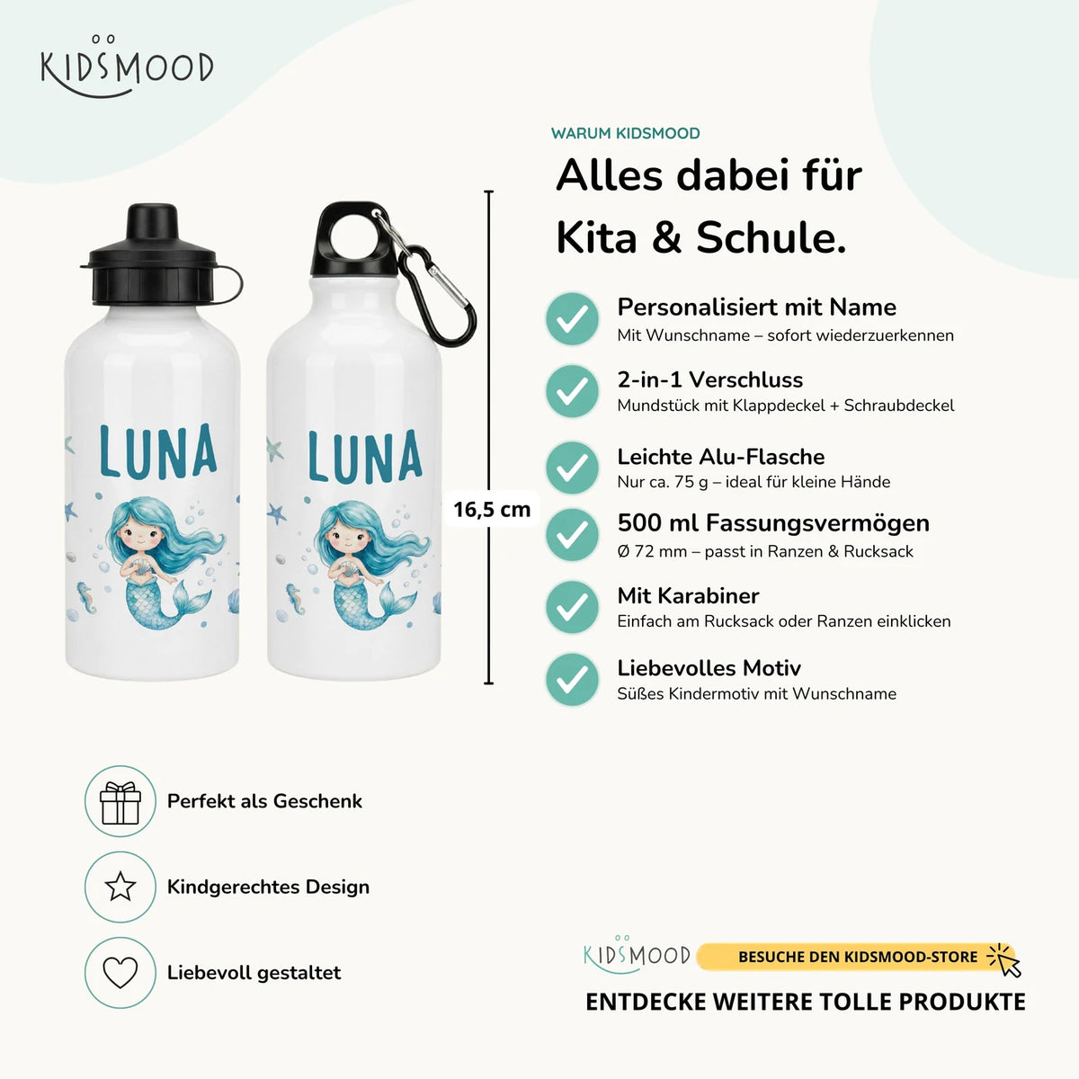 Personalisierte Trinkflasche Kinder â BĂ€r & Fuchs