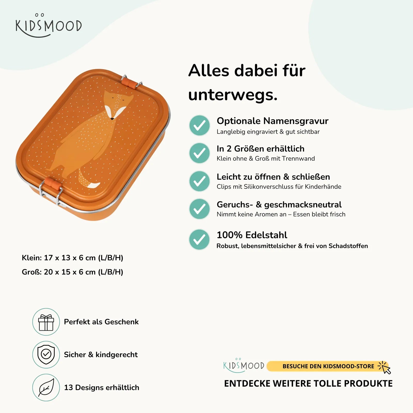 Trixie Brotdose Kinder Fuchs, Hauptbild, personalisiert mit Namensgravur
