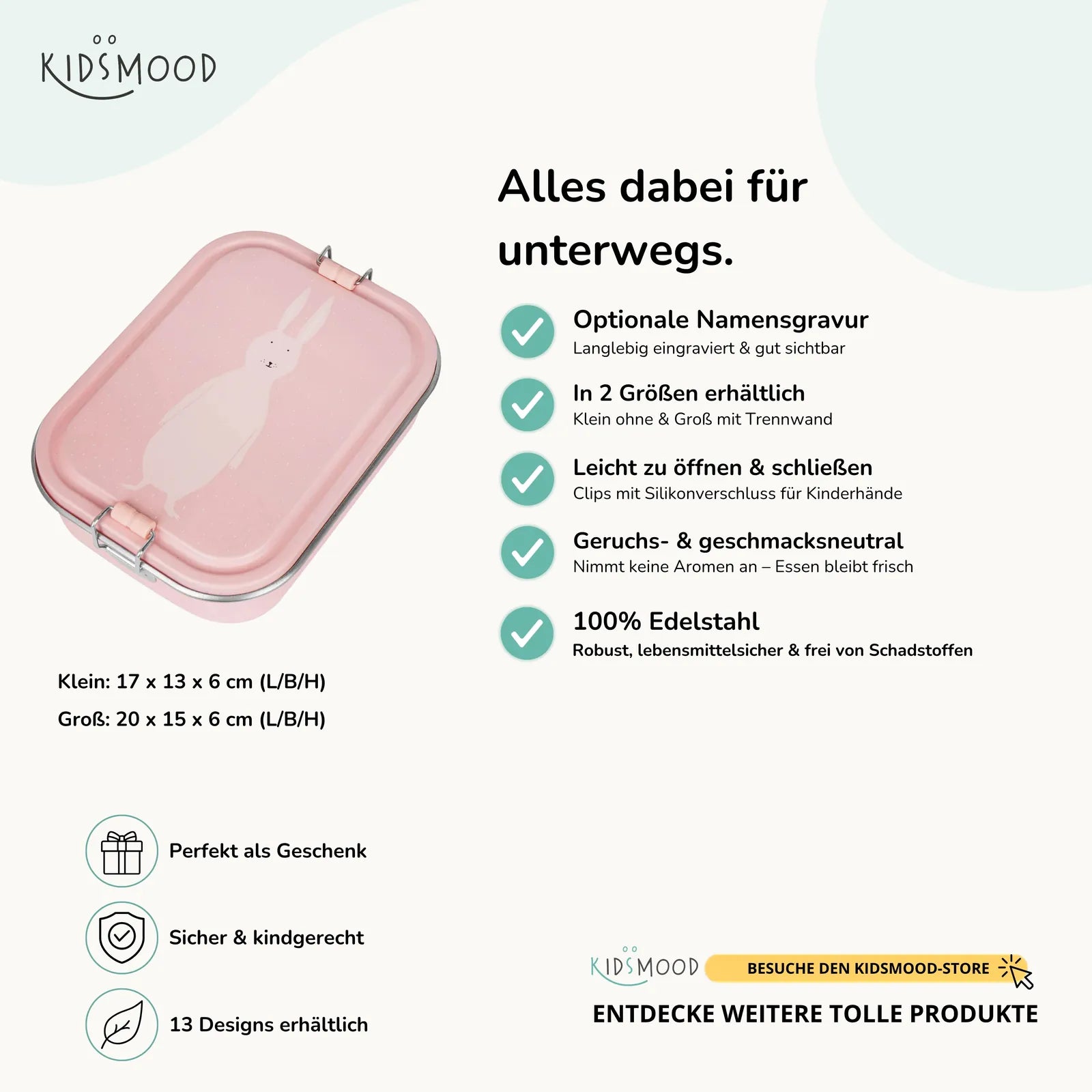 Trixie Brotdose Kinder Hase, Hauptbild, personalisiert mit Namensgravur