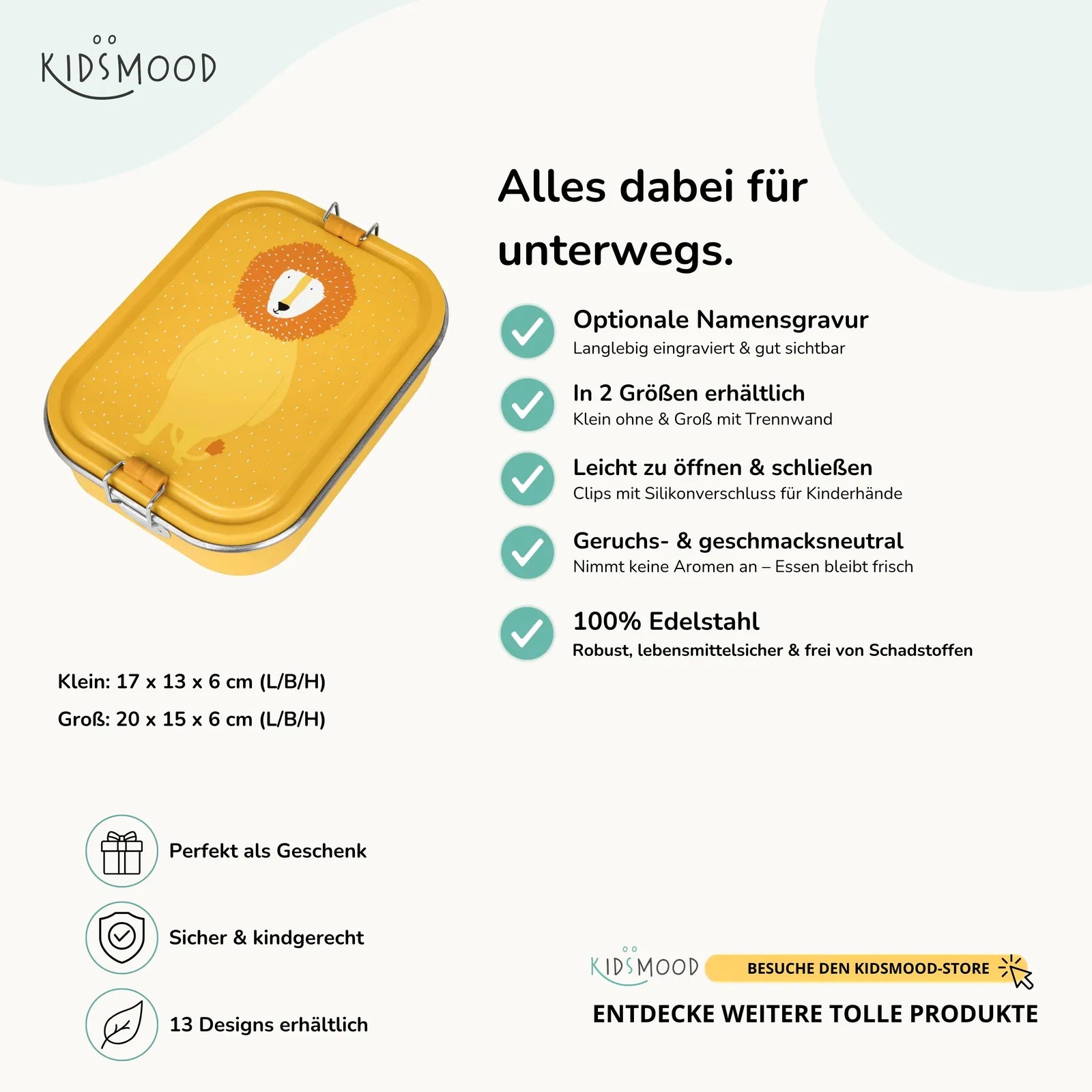 Trixie Brotdose Kinder Löwe, Hauptbild, personalisiert mit Namensgravur