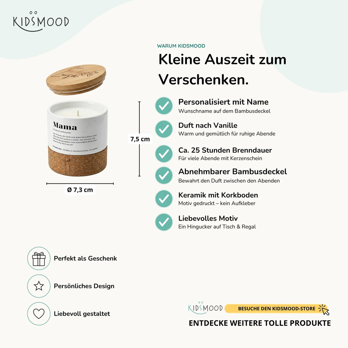 Duftkerze Vanille Keramik â Mama Definition mit Wunschname