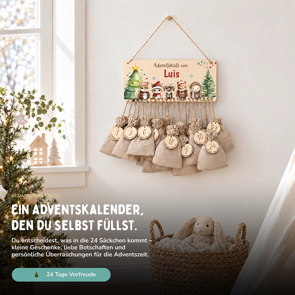 Personalisierter Adventskalender niedliche Waldtiere