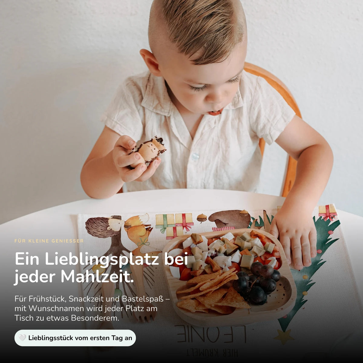 Tischset Kinder personalisiert Weihnachtsmotiv - BĂ€r Weihnachtsbaum