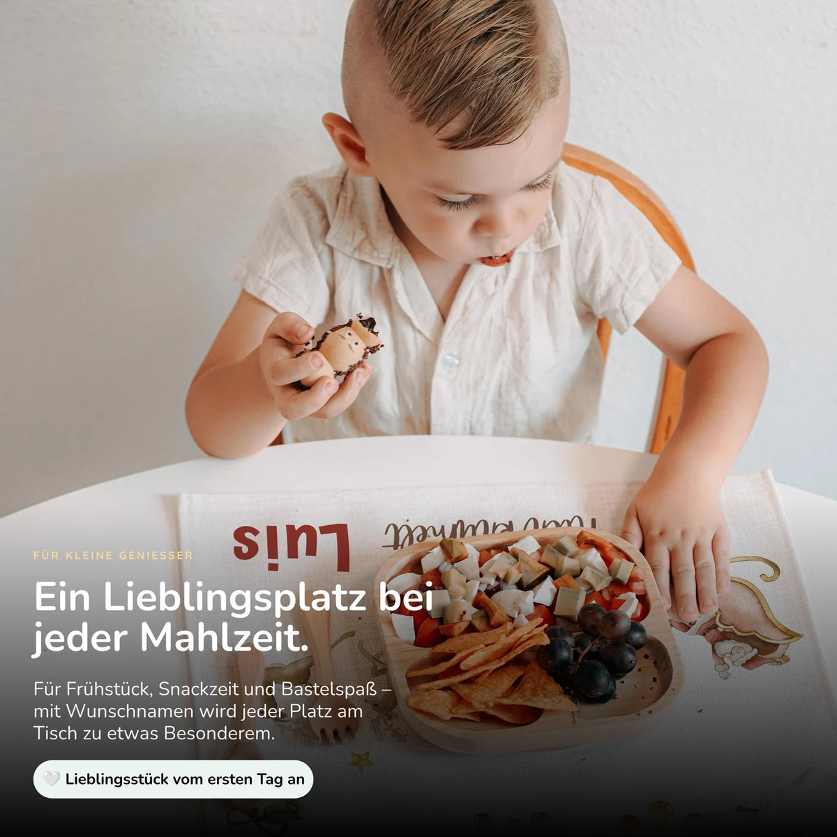 Tischset Kinder personalisiert Weihnachtsmotiv - Rentierschlitten