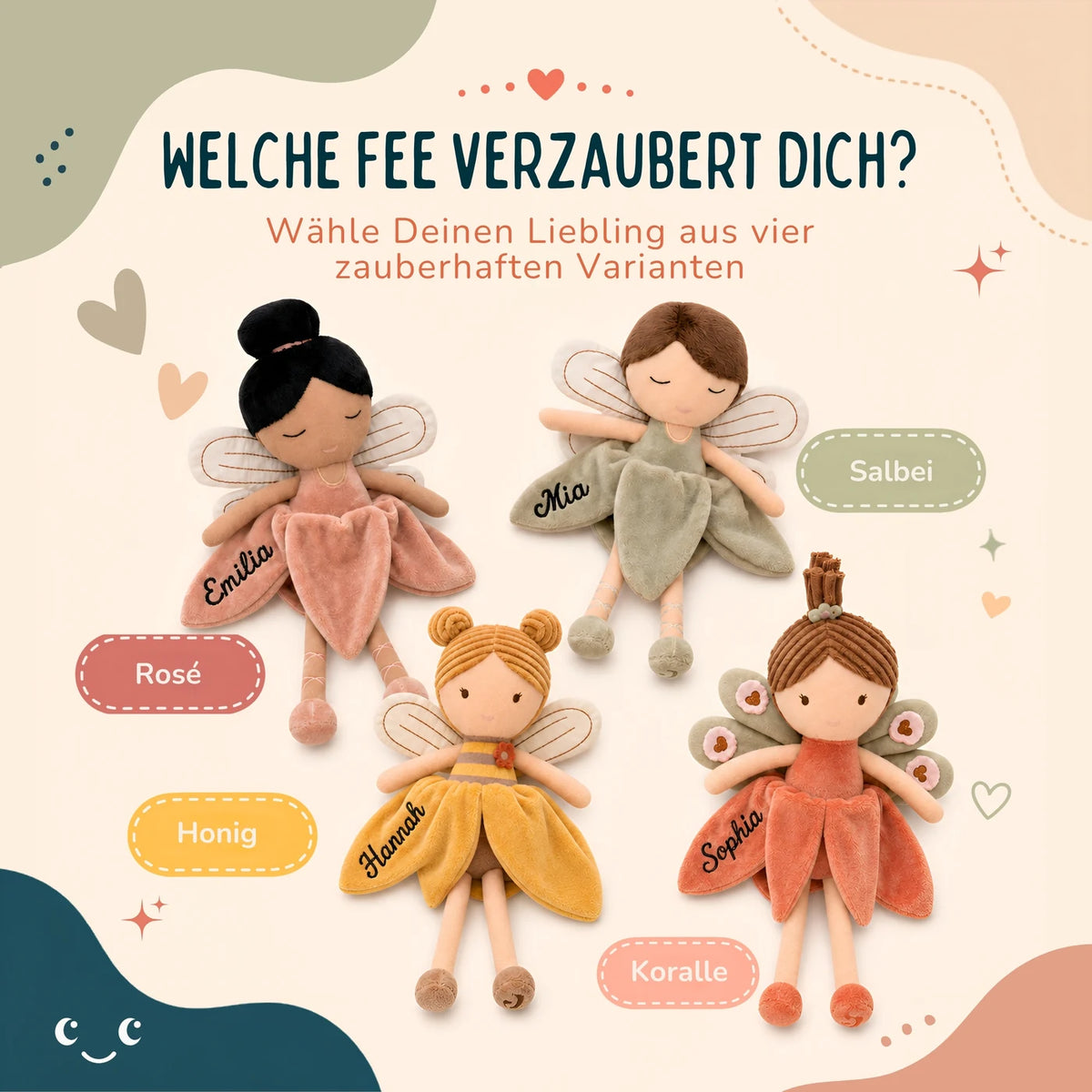 Jollein Stoffpuppe Fee personalisiert Salbei