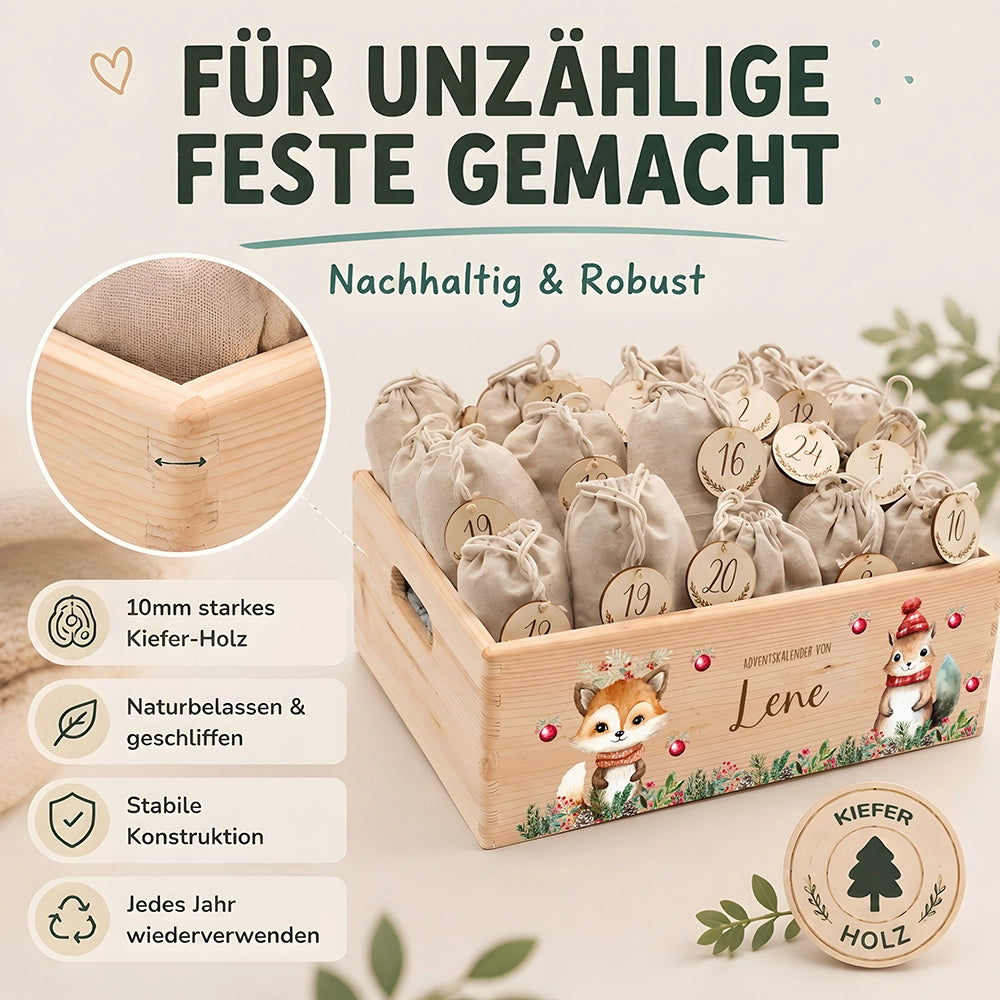 Adventskalender zum Befüllen "Weihnachten mit süßem Fuchs" personalisiert