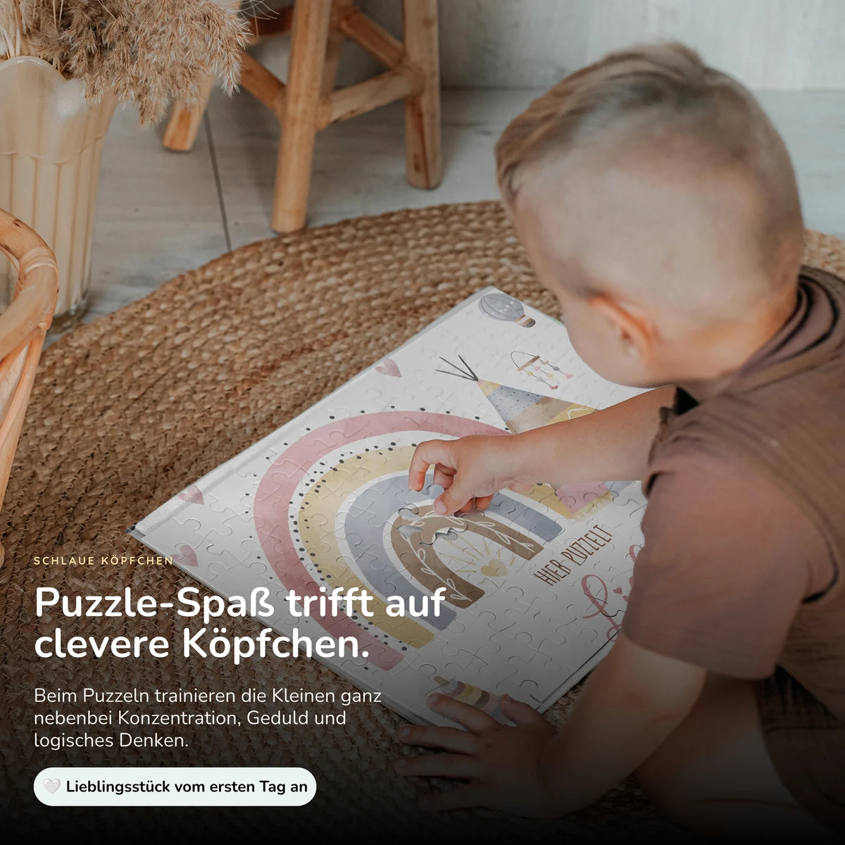 Kinderpuzzle personalisiert mit Namen - Regenbogen Tipi
