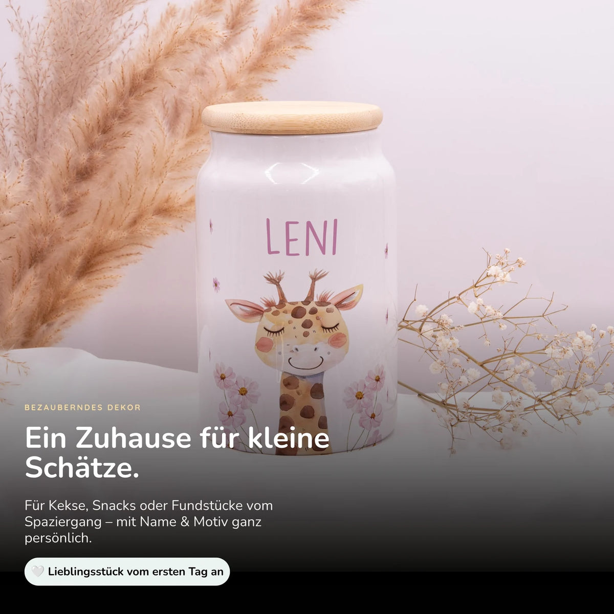 Personalisierbare Keksdose mit Name - Giraffe