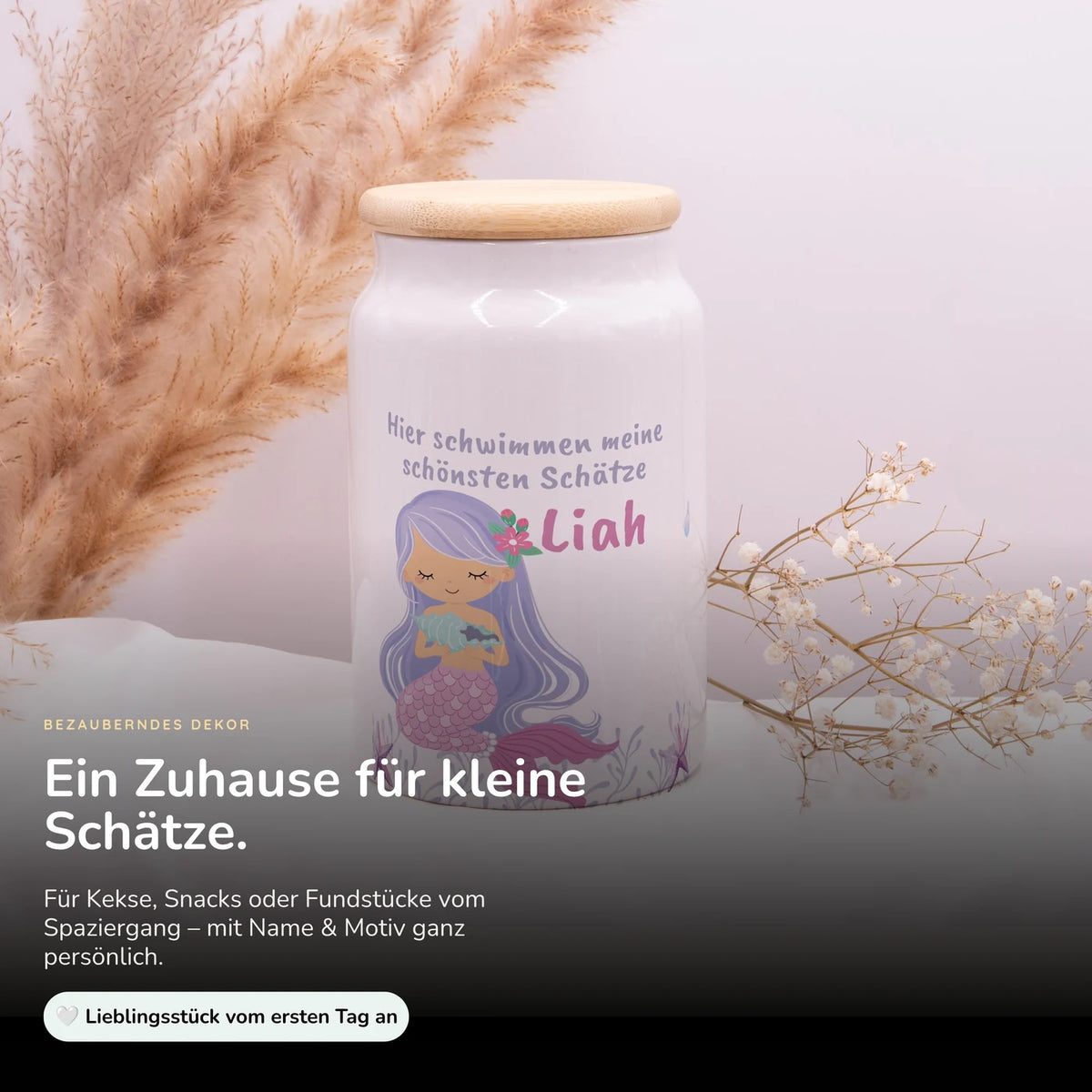 Personalisierbare Keksdose mit Name - Meerjungfrau