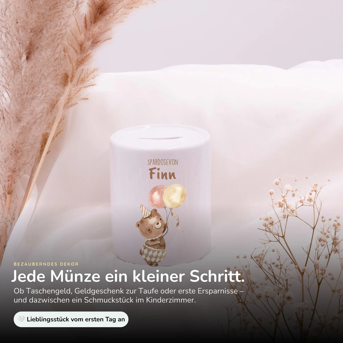 Spardose Kinder aus Keramik - BĂ€r mit Ballon