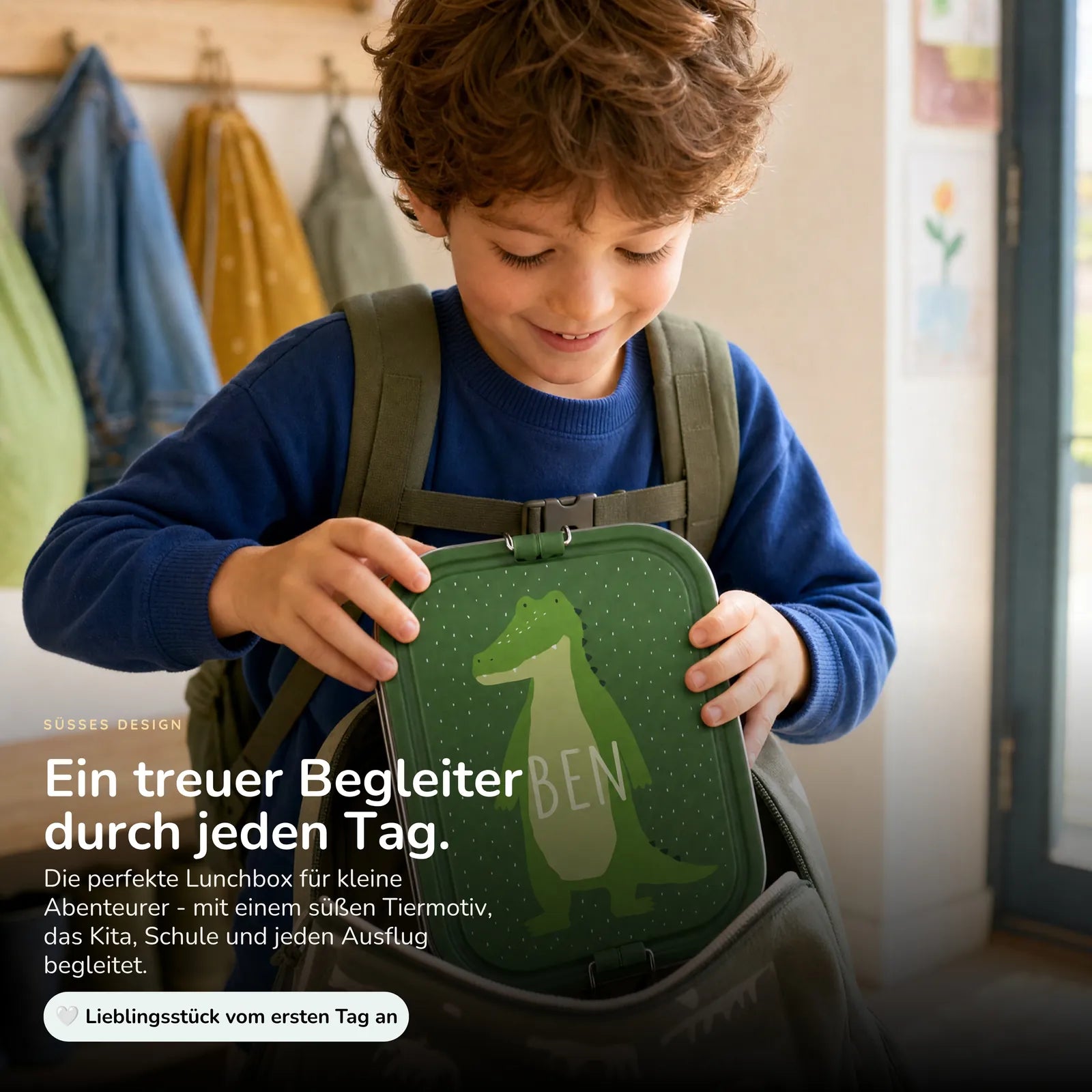 Trixie Brotdose Kinder Krokodil, mit Trennwand und Silikon-Clips