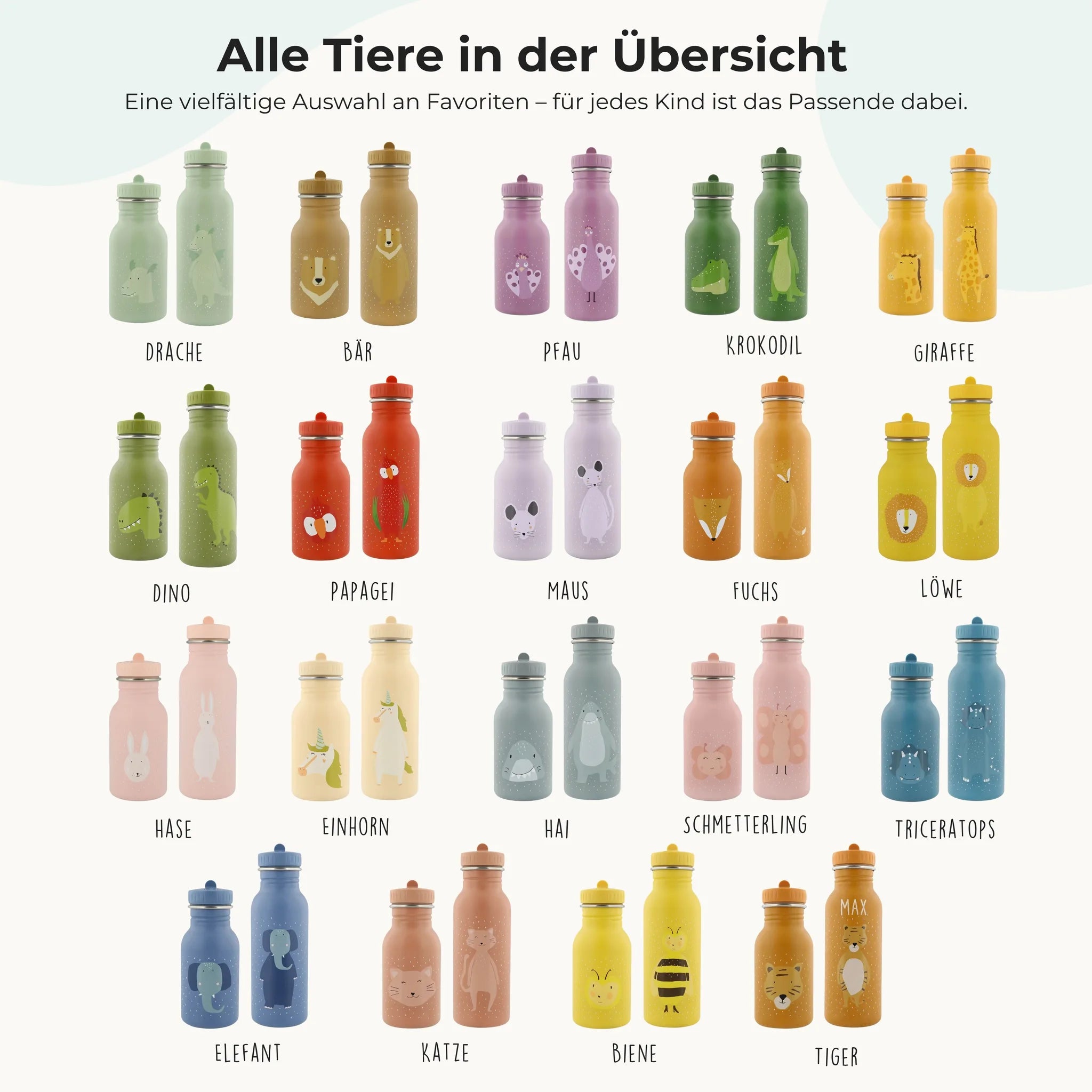 Trixie Trinkflasche Kinder Einhorn, auslaufsicher, Edelstahl mit Wunschname