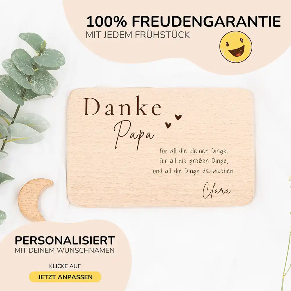 FrĂĽhstĂĽcksbrettchen Holz Danke Papa mit Gravur - Geschenk Vatertag