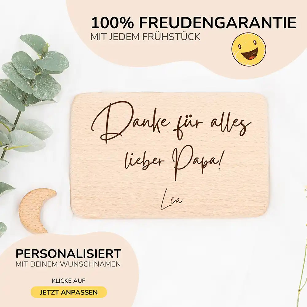 FrĂĽhstĂĽcksbrettchen Holz Danke fĂĽr alles mit Gravur - Geschenk Vatertag