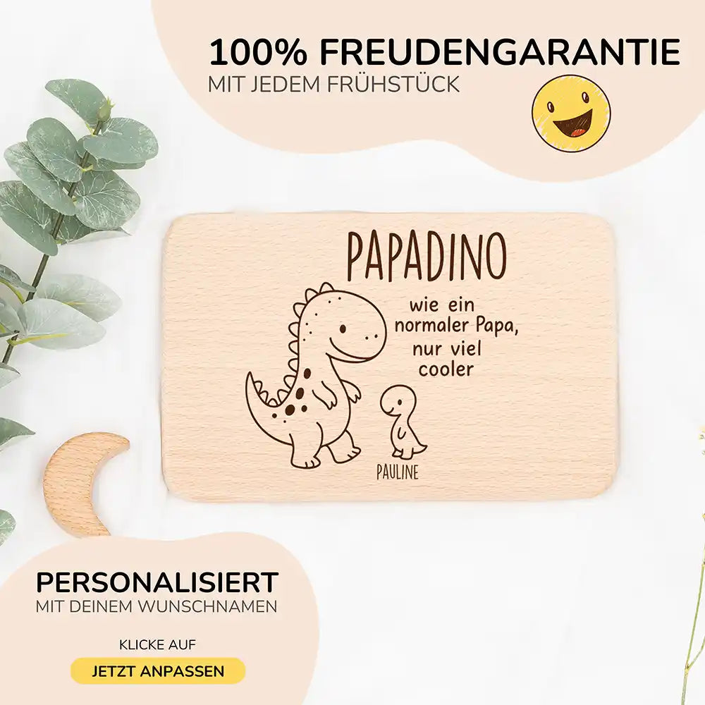 FrĂĽhstĂĽcksbrettchen Holz Dino mit Gravur - Geschenk Vatertag