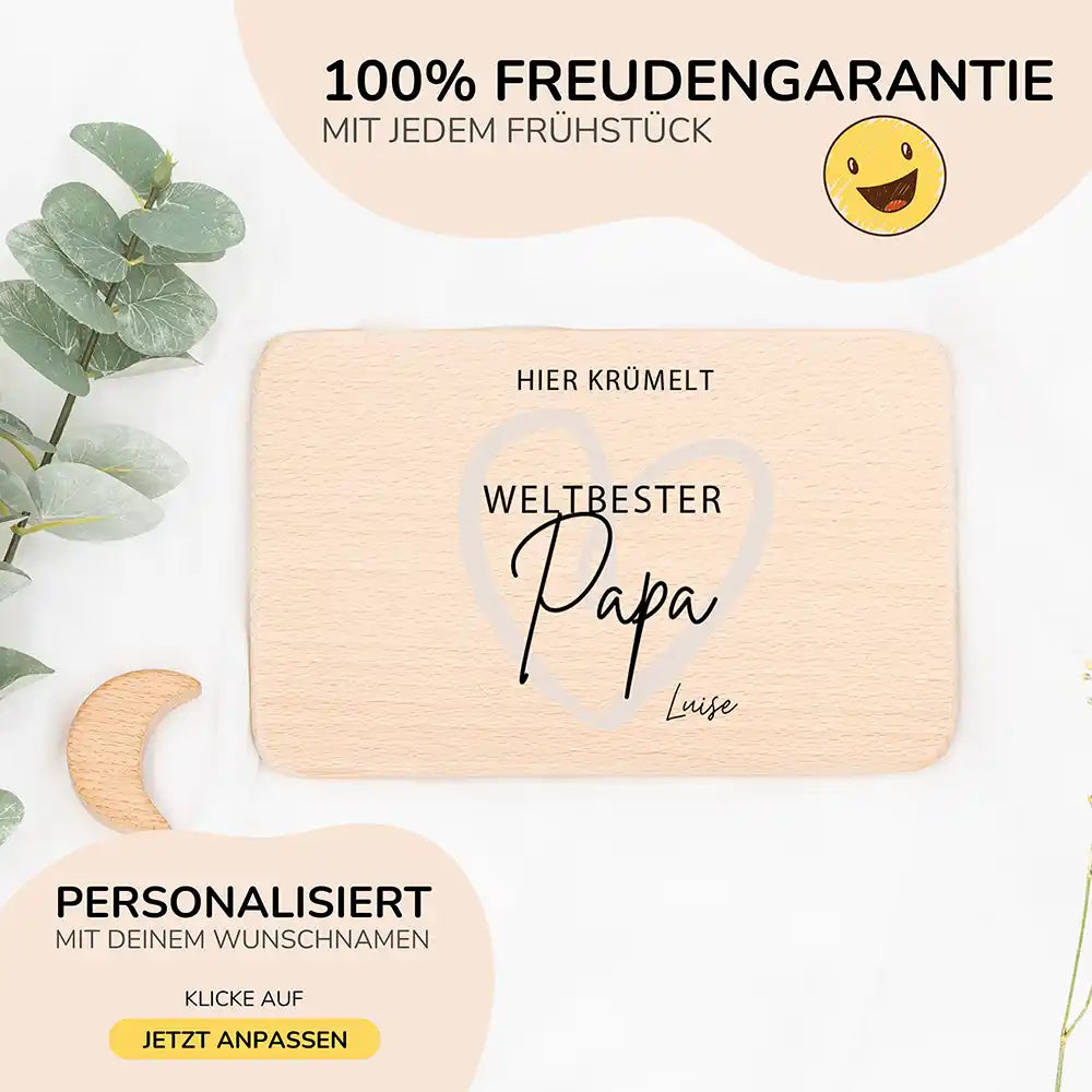 FrĂĽhstĂĽcksbrettchen Holz Weltbester Papa mit Gravur - Geschenk Vatertag
