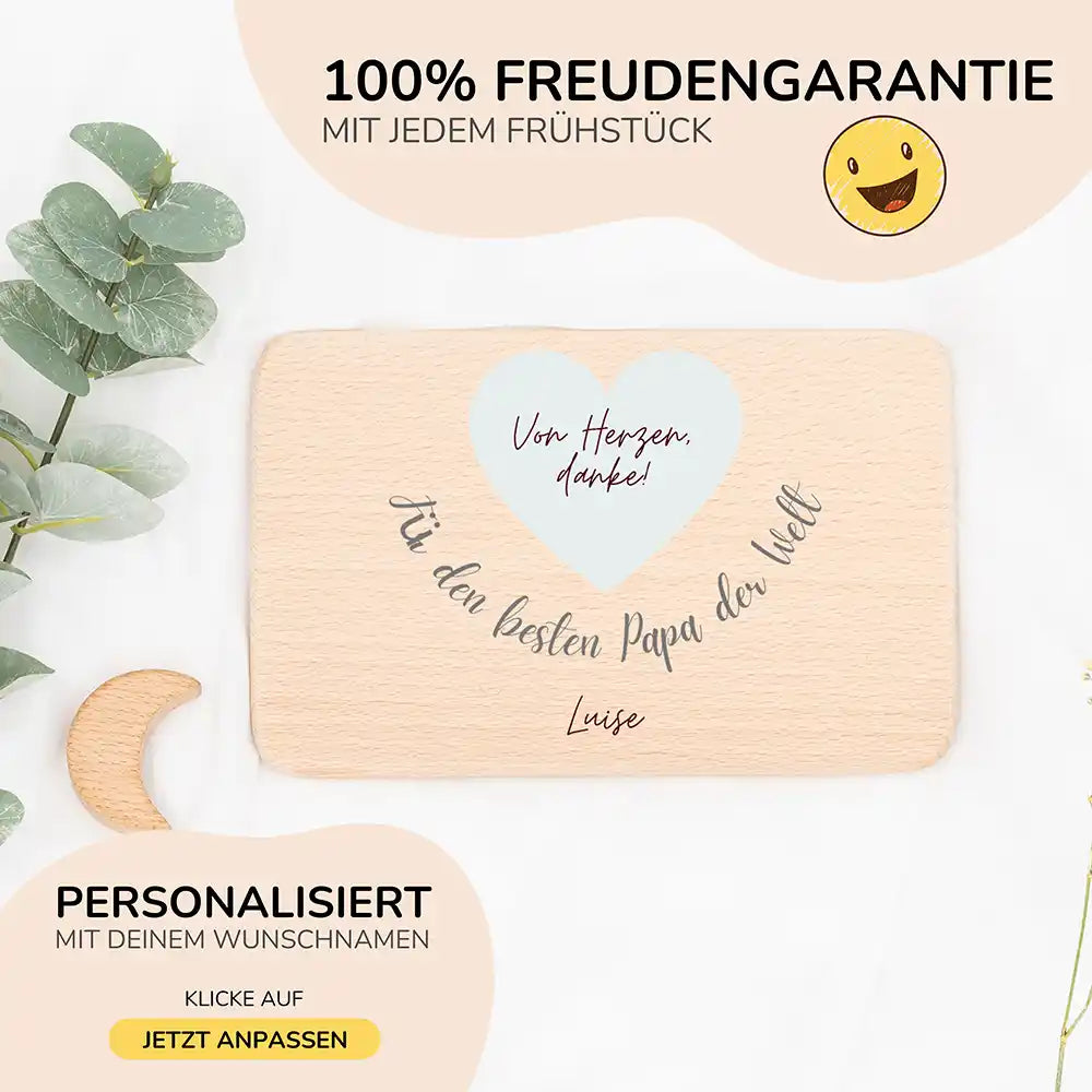 FrĂĽhstĂĽcksbrettchen Holz FĂĽr den besten Papa der Welt mit Gravur - Geschenk Vatertag
