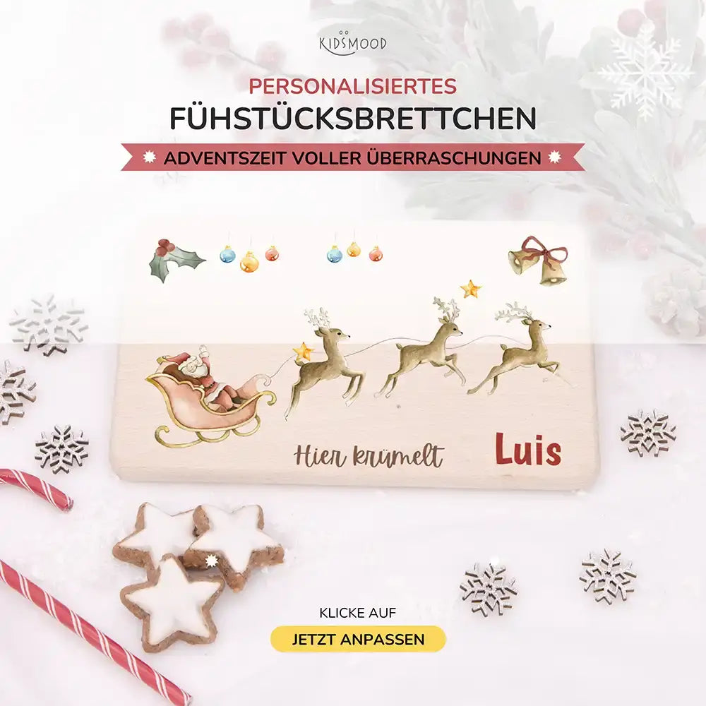 Frühstücksbrettchen Weihnachten - Rentier Schlitten