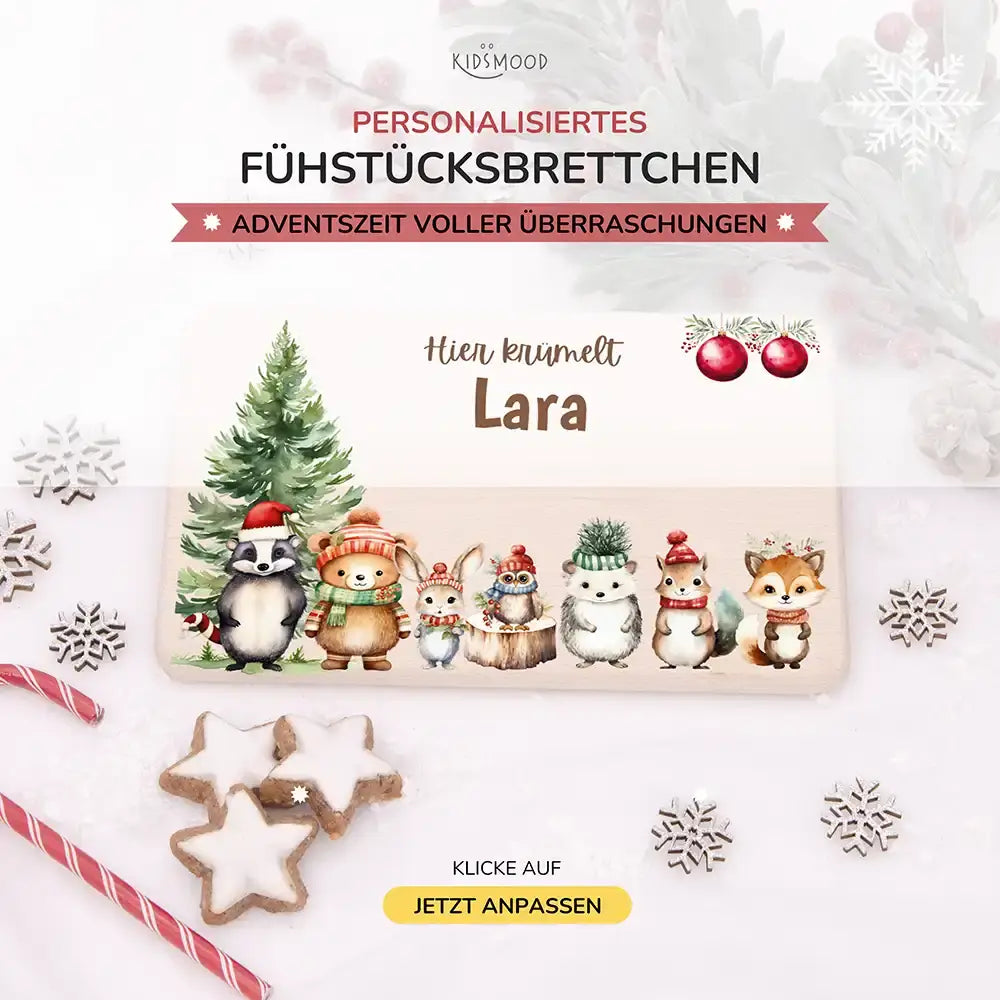 Frühstücksbrettchen Weihnachten - Niedliche Tiere