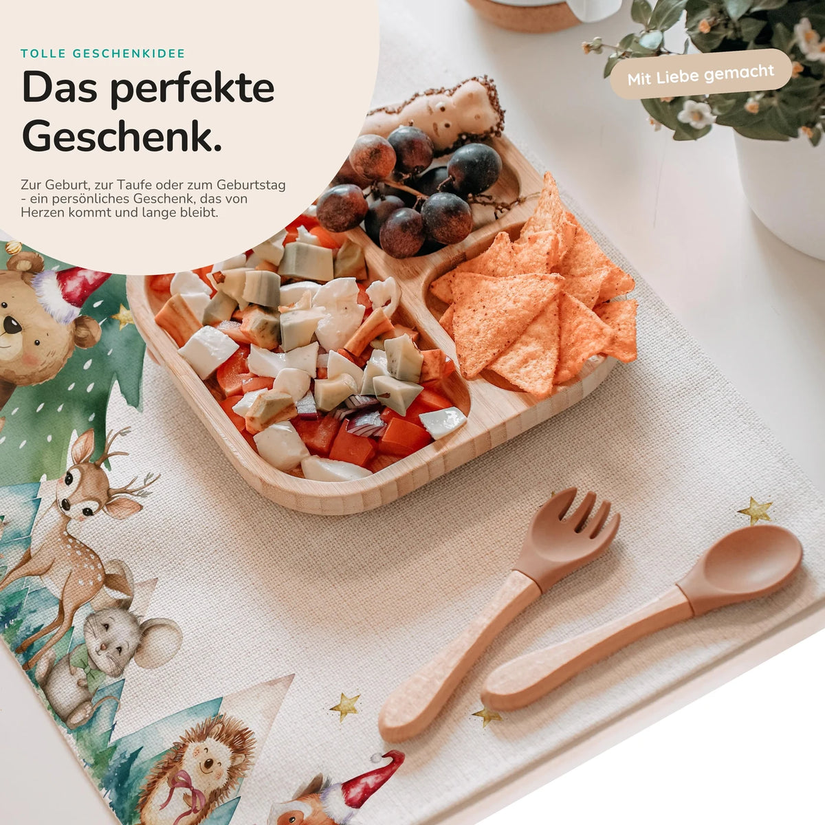 Tischset Kinder personalisiert Weihnachtsmotiv - Tierchen-Abenteuerland