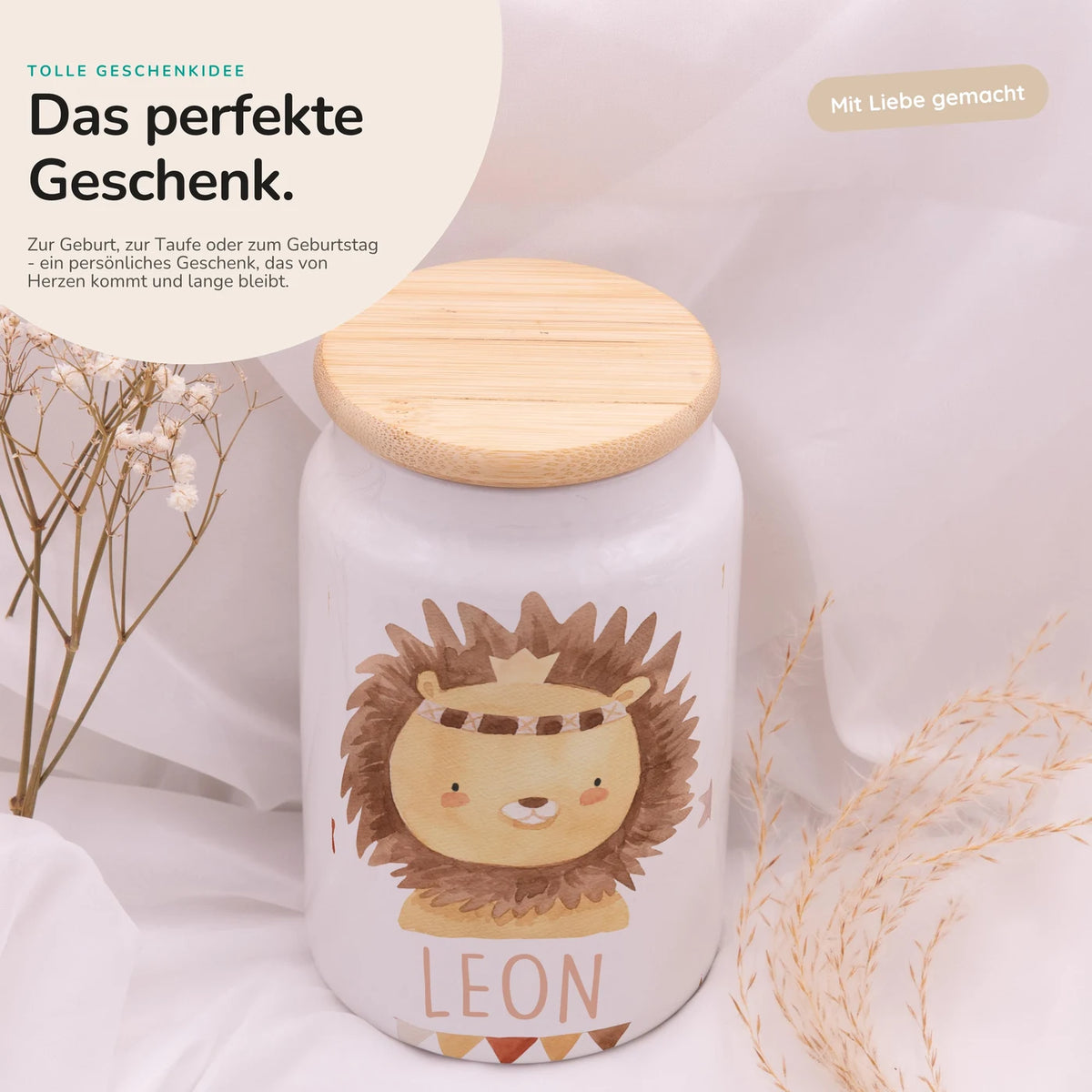 Personalisierbare Keksdose mit Name - Löwe