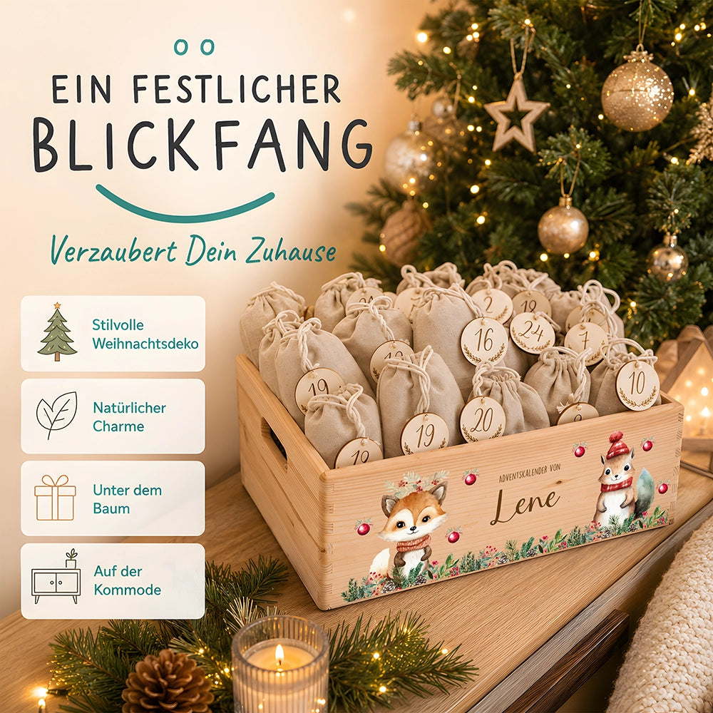 Adventskalender zum Befüllen "Weihnachten mit süßem Fuchs" personalisiert