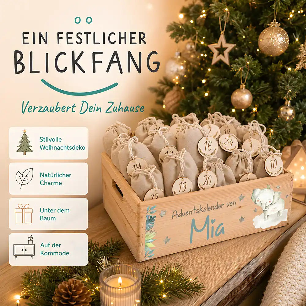 Personalisierter Adventskalender zum Befüllen - Elefant