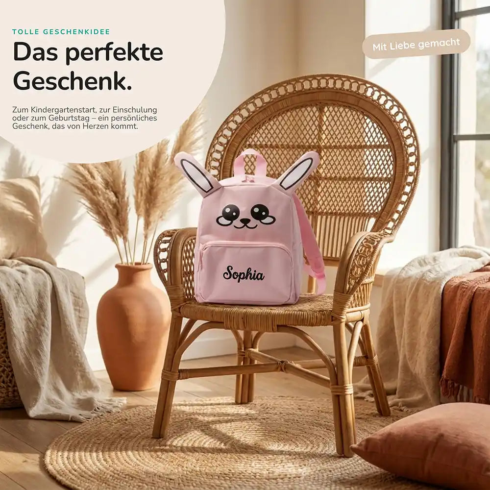 Personalisierter Kinderrucksack Hase, personalisierte Geschenkidee für Kinder