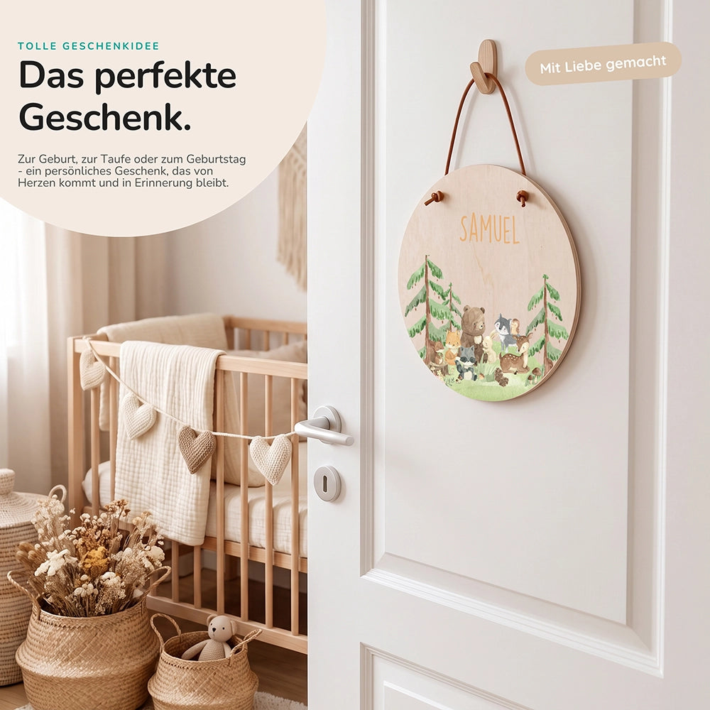 Türschild Kinderzimmer personalisiert mit Name Waldtiere