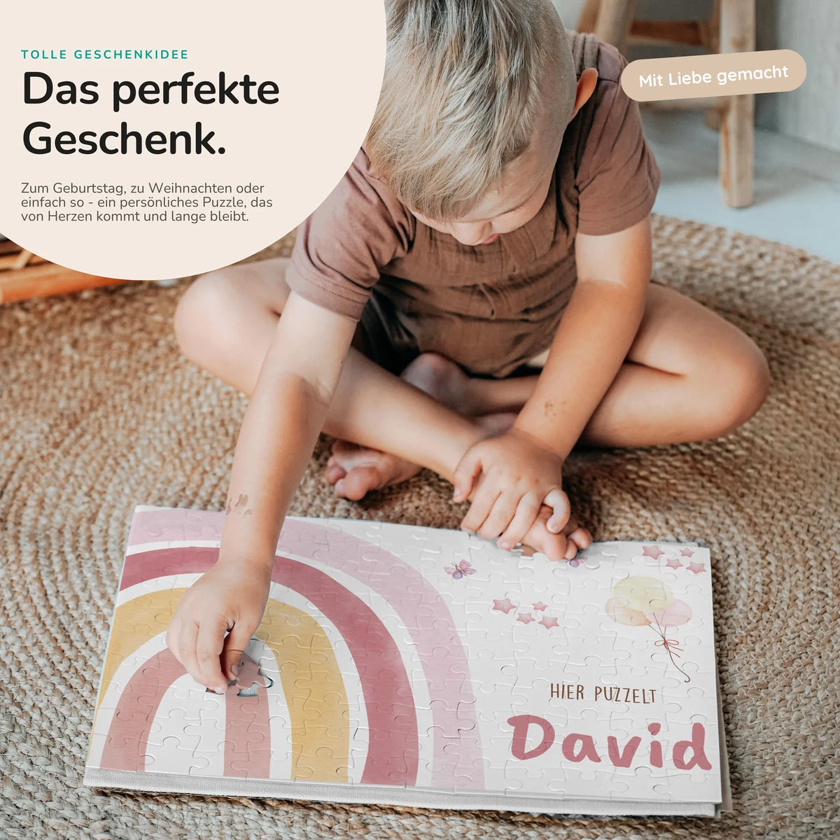 Kinderpuzzle personalisiert mit Namen - Regenbogen
