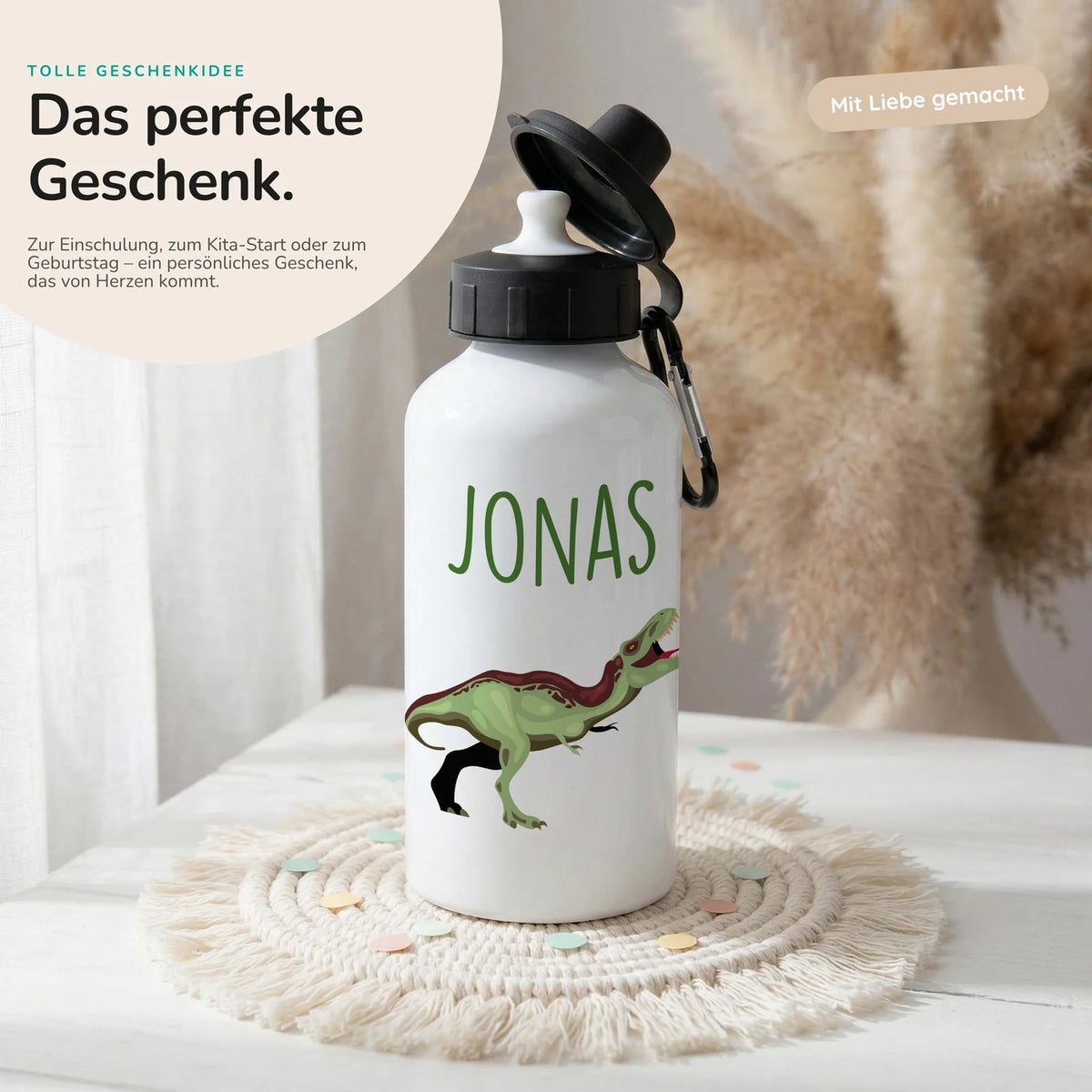 Personalisierte Trinkflasche Kinder – Dino T-Rex