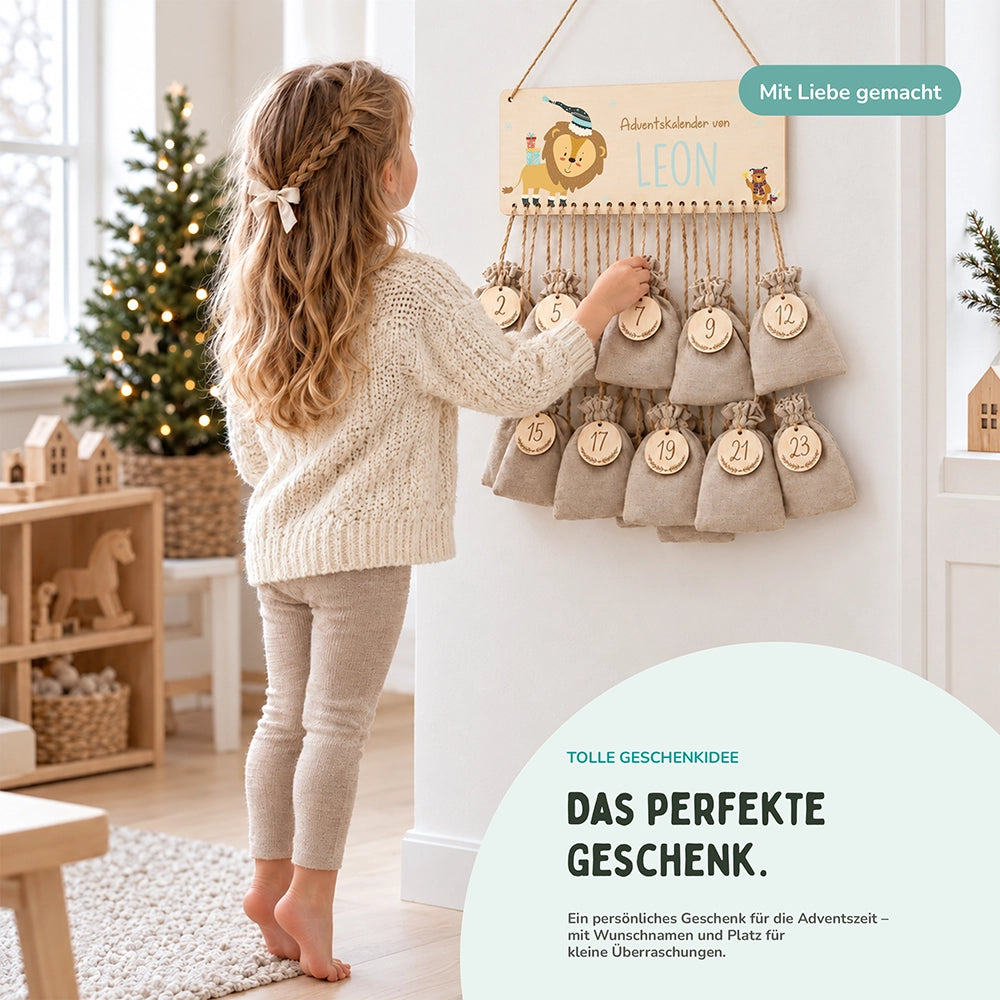 Personalisierbarer Adventskalender farbig - Niedlicher Löwe