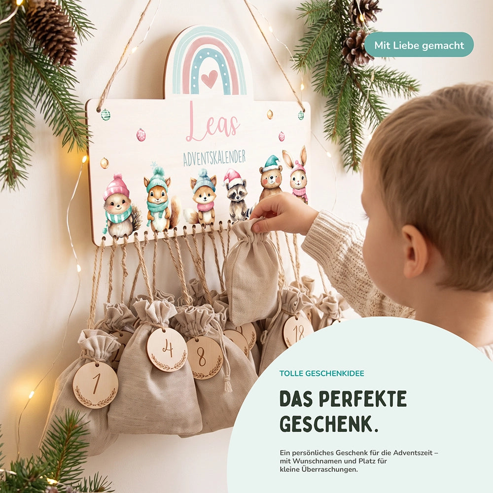 Personalisierte Adventskalender Tierfamilie Winter