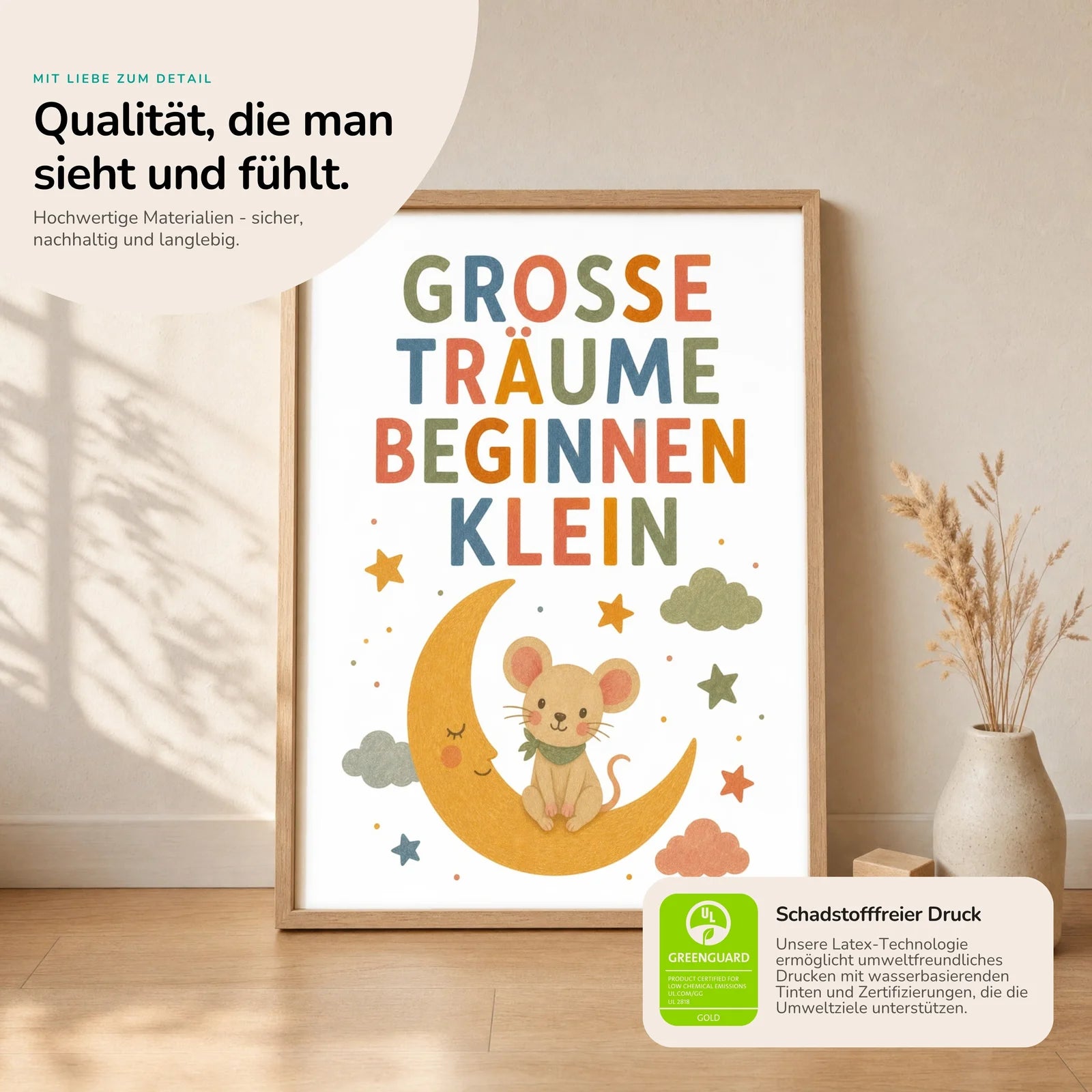 Affirmationsposter Kinderzimmer - Maus Große Träume